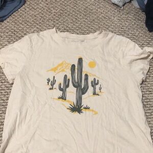 American Eagle Outfitters Cream Tee with Cactus Print